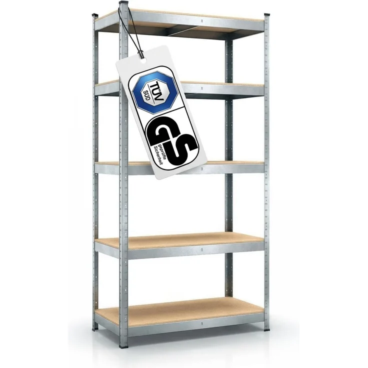 BELKO® Schwerlastregal C114 Verzinkt, 180x90x40 cm, Lagerregal & Kellerregal, Metallregal mit 5 Böden, Steckregal bis 875kg extrem belastbar (175kg pro Ebene), Werkstattregal