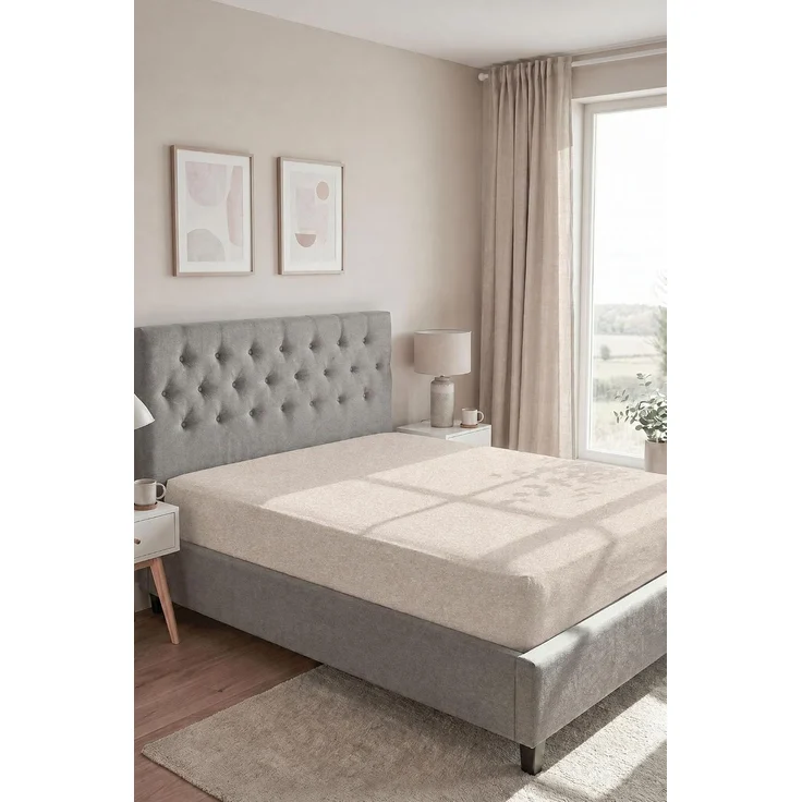 biberna Melange-Flanell Spannbetttuch 0841380 MELANGE UNI, kitt, 1x 90x190 cm - 100x200 cm – Bild 3