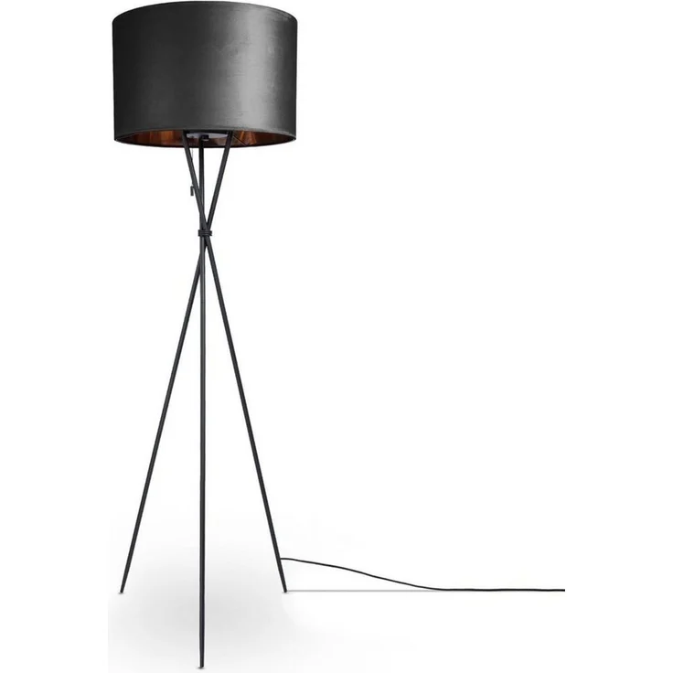 Paco Home Stehlampe Kate uni Color, ohne Leuchtmittel, Wohnzimmer Dreibein Standleuchte Velour Höhe 177,5cm Filigran E27 – Bild 3