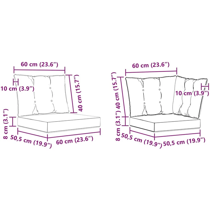 vidaXL Outdoor-Sofagarnitur mit Kissen 5 pcs Weiß und Schwarz 3389466 – Bild 11