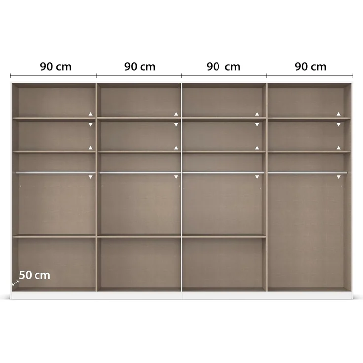 Rauch Möbel Alabama, Kleiderschrank für Schlafzimmer, Kinderzimmer, Wohnzimmer, Garderobe, Flur, 8-türig, mit Zubehör Classic, Farbe Eiche Artisan, Holz, Breite 360 cm – Bild 7