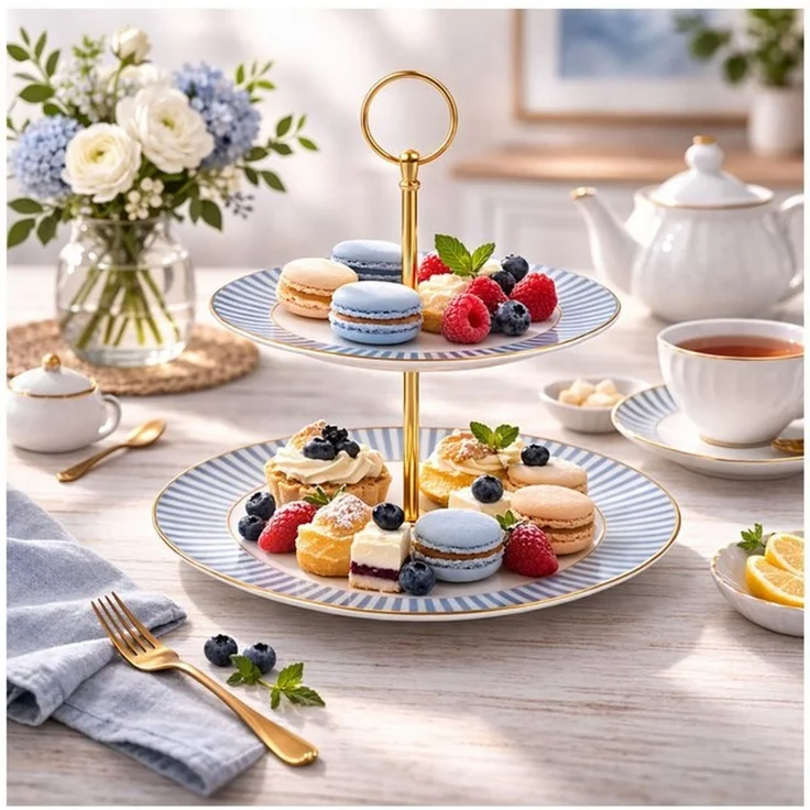 Neuetischkultur Etagere Etagere Keramik 2 stöckig Servieretagere 24 cm, Keramik, (1 Etagere ohne Dekoration) – Bild 2