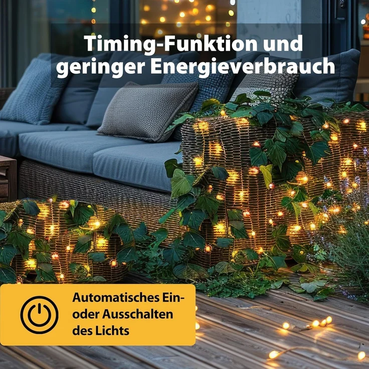 Salcar Lichterkette LED Kupfer Lichterkette Weihnachtsbeleuchtung für Innen & Außen Deko, 20m 200 LED Silberfarbener-Kupferdraht, Netzteil, Warmweiß – Bild 5