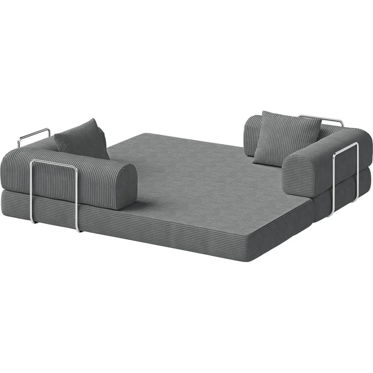 skølm 'Lofn' Modulares Sofa 2 Sitzer, 200x100 cm, Vollschaumcouch mit Metallgestell, Cord dunkelgrau, Schlafsofa vakuumverpackt, kein Aufbau erforderlich – Bild 12