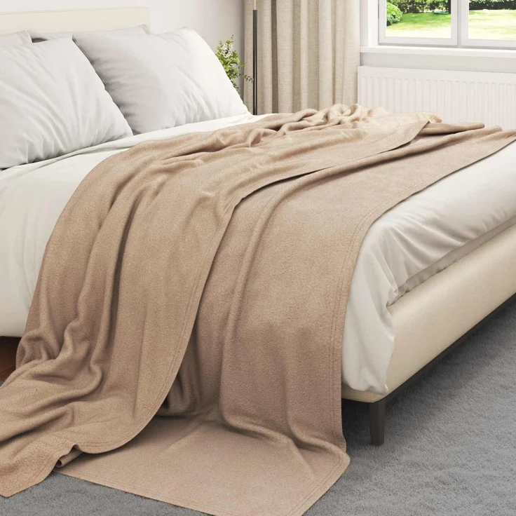 vidaXL Überwurfdecke Kamel 270 x 240 cm Fleece 42017012 – Bild 3