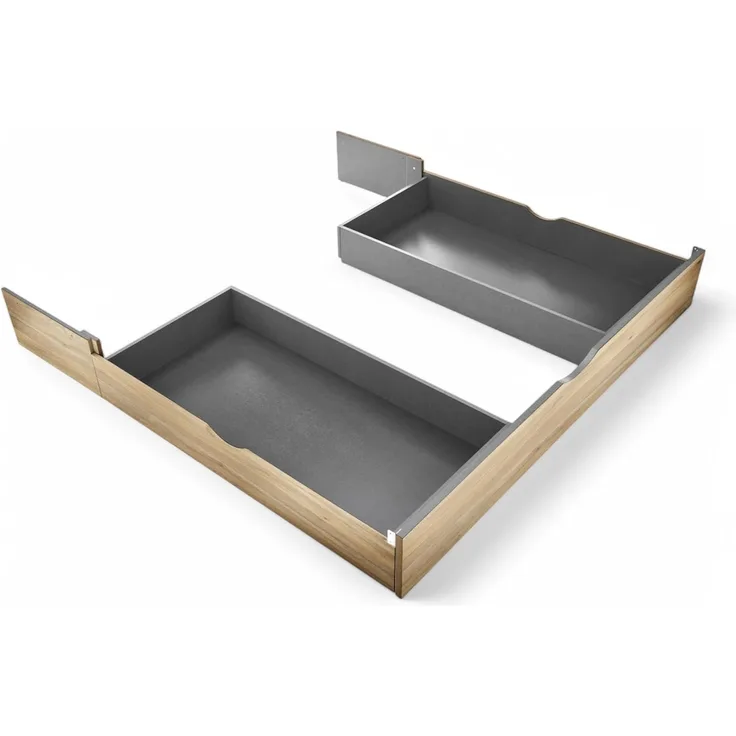 Stella Trading 2X Bettkästen passend zum Bett ASCHAU - ideal für zusätzlichen Stauraum - Bettschubkästen in Mauvella Eiche Optik, Graphit - 184 x 25 x 181 cm (B/H/T)