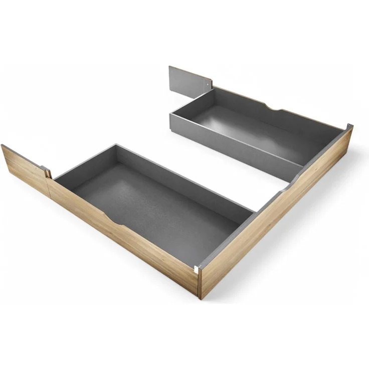 Stella Trading 2X Bettkästen passend zum Bett ASCHAU - ideal für zusätzlichen Stauraum - Bettschubkästen in Mauvella Eiche Optik, Graphit - 184 x 25 x 181 cm (B/H/T) – Bild 1