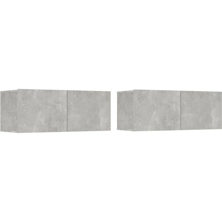 2 pcs TV-Schrank, Lowboard Betongrau 80x30x30 cm Holzwerkstoff – Bild 2