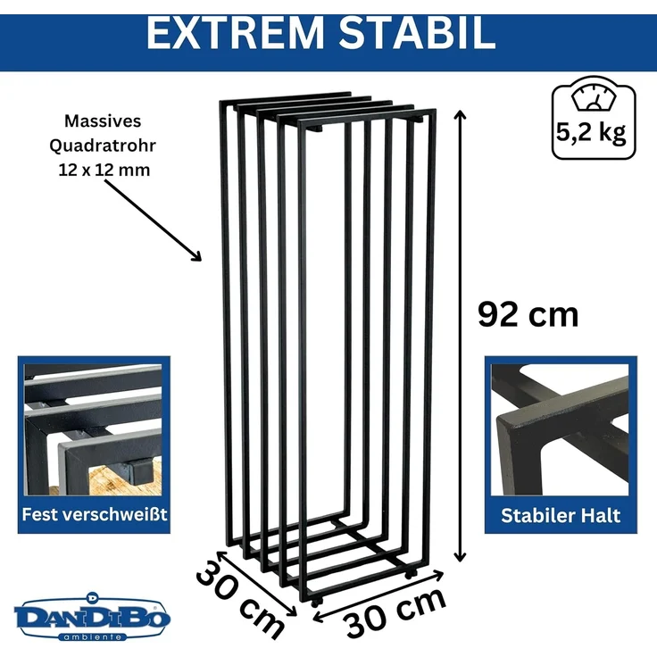 DanDiBo Kaminholzregal Innen Metall Schwarz Feuerholzregal Brennholzregal Kaminholzständer 96609 Kaminholzhalter – Bild 2