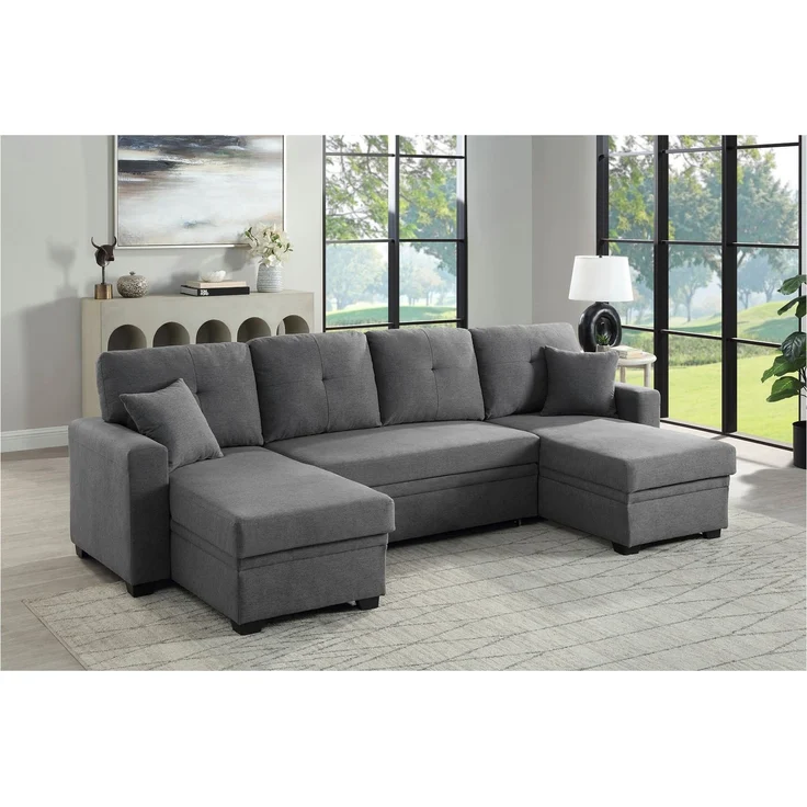 ATLANTIC home collection Wohnlandschaft Gerrit U-Form, Br. 282 cm, mit Bettfunktion, 2 Bettkästen & 2 Zierkissen – Bild 2