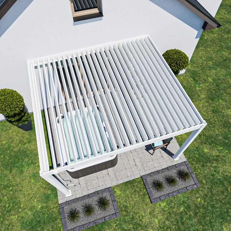 Weide Deluxe | Wand Pergola | Voll Aluminium | 3,6 x 4 M | Lamellendach weiß – Bild 5