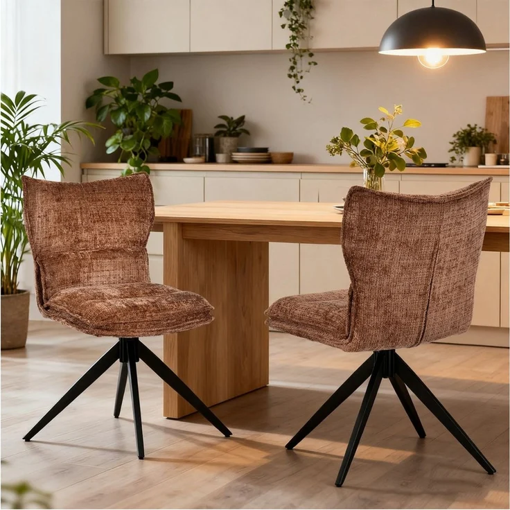 Duhome Esszimmerstuhl (8657A3), 360° Drehbar, Automatischer Rückstellfunktion, Chenille – Bild 2