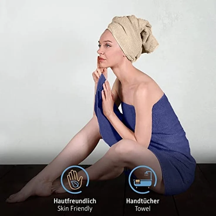 Komfortec Handtuch Set aus 100% Baumwolle, 4 Handtücher 50x100 cm und 4 Badetücher 70x140 cm, Frottee (Packung, 8-St), Duschtücher & Badehandtuch, Weich, Towel, Groß – Bild 5