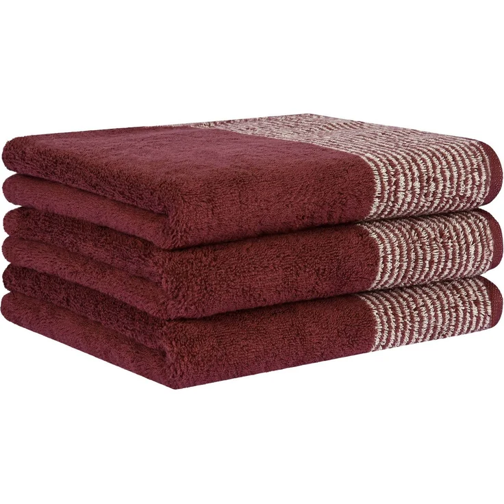 CAWÖ Handtuch, 3er Pack - Luxury Home, C Two-Tone, Walkfrottier Bordeaux 50x100cm – Bild 1