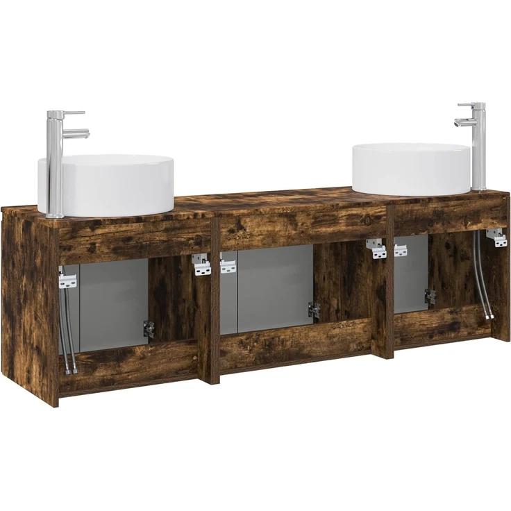 vidaXL Badezimmerschrank-Set 3 stk. Geräucherte Eiche 3405732 – Bild 7