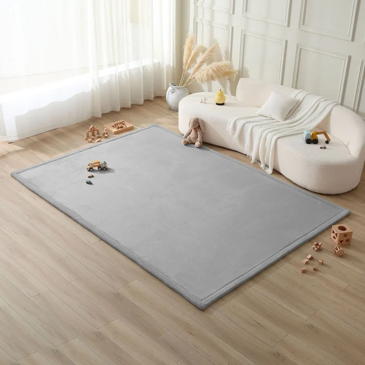 Wolkenweiche Spielmatte Baby 280x200x2,5cm, Grau– Kinderzimmer Teppich mit hochwertigem Memory-Schaum – Krabbelmatte Baby mit Rutschfester Unterseite – Krabbeldecke, Kinderteppich, Tatami Matte – Bild 2