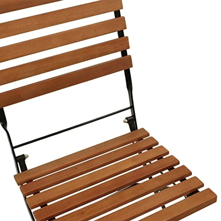DEGAMO HOFGARTEN I Garten-Klappgarnitur 3-teilig, Stahl + Akazie, schwarz/braun, Tisch 75x75cm – Bild 4