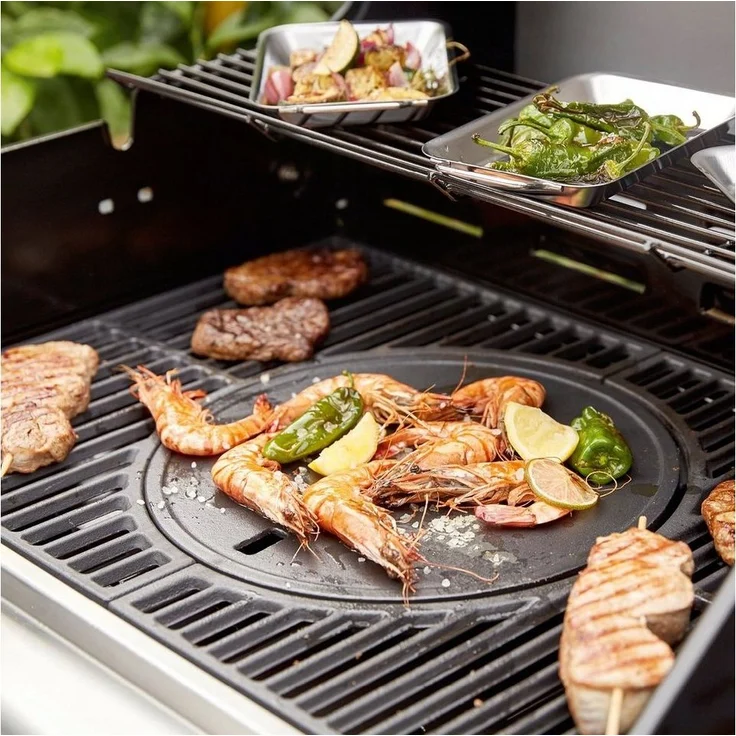 LANDMANN 15910 Modulus Grillrostsystem | Geeignet für Triton 3.1/ 4.1 | Mit modularem Basiseinsatz Ø30,5 cm für Grillplatte, WOK | Schwarz & eckig – Bild 2