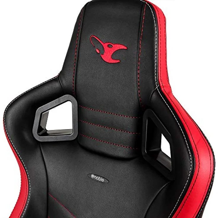 noblechairs EPIC Gaming Stuhl mousesports Edition, Komplettpolsterung aus veganem PU-Kunstleder, schwarz/rot, 60-mm-Rollen, 4D-Armlehnen – Bild 5