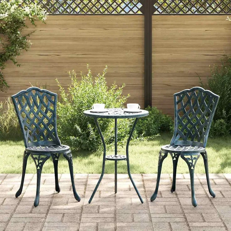 2er Set Gartenstuhl, Balkonstuhl Grün 39 x 40 x 87 cm Aluminium
