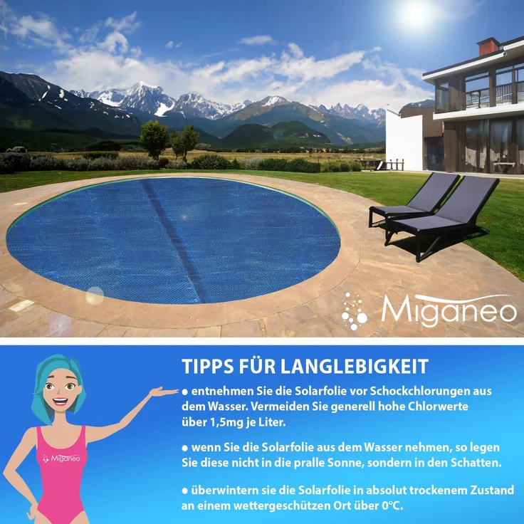 Miganeo Pool Solarfolie Ø 488 cm rund | schwarz/blau – Bild 5