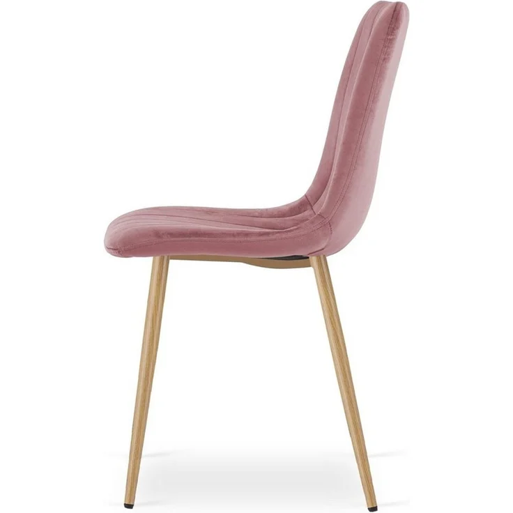 Home Collective Esszimmerstuhl 1er, 2er, 4er Set Polsterstuhl Stuhl Wohnzimmerstuhl (Stuhl Bequemes und strapazierfähiges Design, 90 cm Höhe, 120 kg Belastbarkeit, 4 St), mit rosa Samtsitz und holzfarbenen Beinen 4er Set – Bild 2