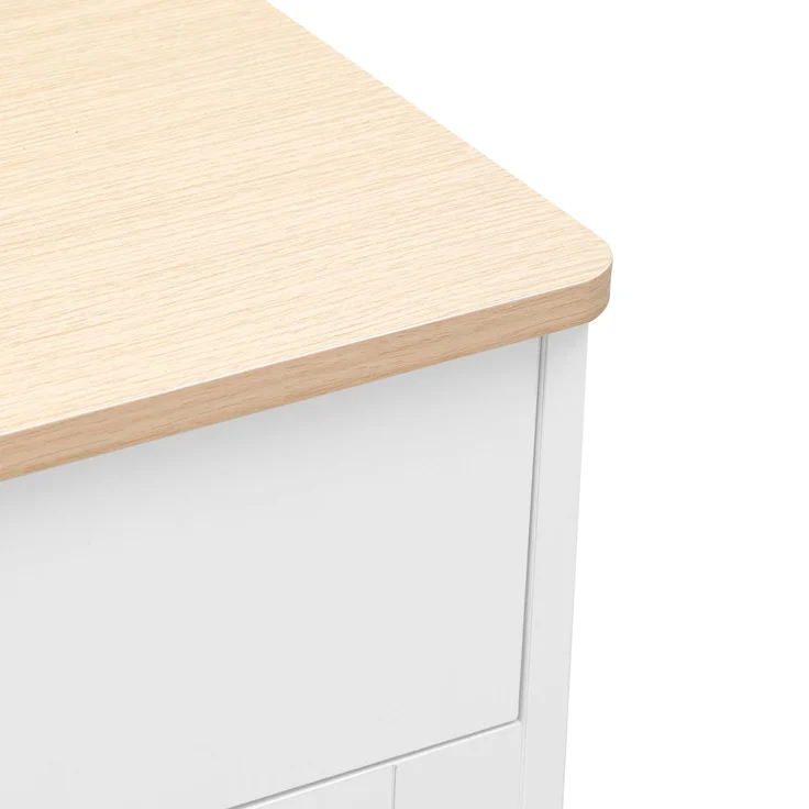Abrihome Sideboard mit Holzoptik und Glastür im Landhausstil, Weiß, 80x37x120 cm – Bild 5