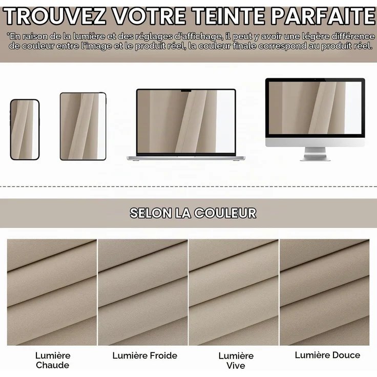Woaboy Verdunkelungsvorhang Beige 2er Set mit Ösen Thermisch 140x160 cm – Bild 8