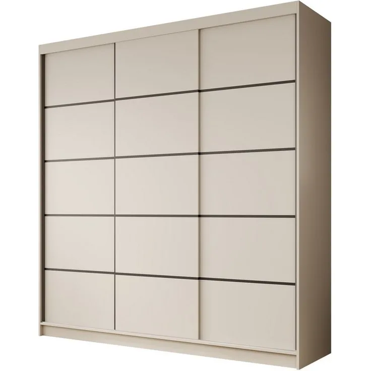 MOEBLO Schiebetürenschrank Tagra 200 (3 Türen, 11 Einlegeböden, Kleiderstange, Laminat, Modernes Design, Schwebetürenschrank Schrank Garderobe Schiebtüren Schlafzimmer) (BxHxT): 200x215x58cm