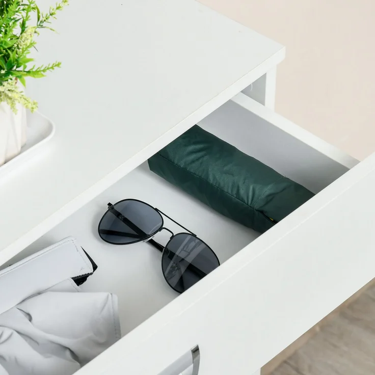 Schuhschrank mit 2 Klappschubladen, verstellbarem Einlegeboden + 1 Schublade für bis zu 16 Paar Schuhe, 70 L x 29 L x 92 H, Weiß – Bild 10