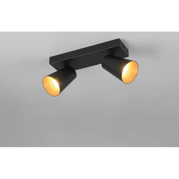 Deckenstrahler SHARP Schwarz Gold 2-flammig, Breite 28cm – Bild 3