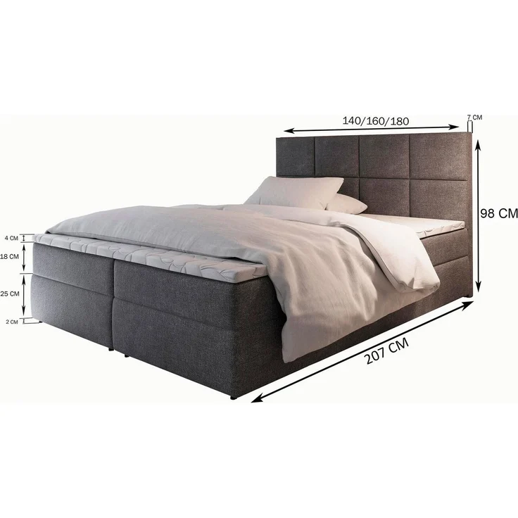 Masseno Boxbett LENA 160x200 cm mit Bonell Matratze und Topper – Bild 2