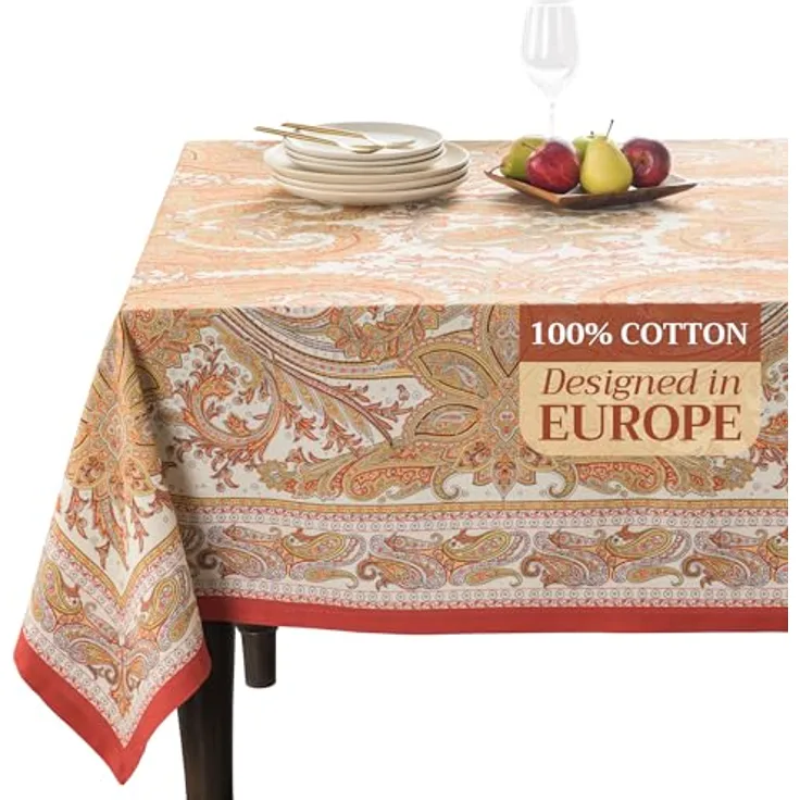 Maison d' Hermine Kaschmir Paisley Tischdecke aus 100% Baumwolle für Küche, Esszimmer, Tischdekoration, Partys, Hochzeiten, Thanksgiving, Weihnachten (rechteckig, 152,4x228,6 cm)