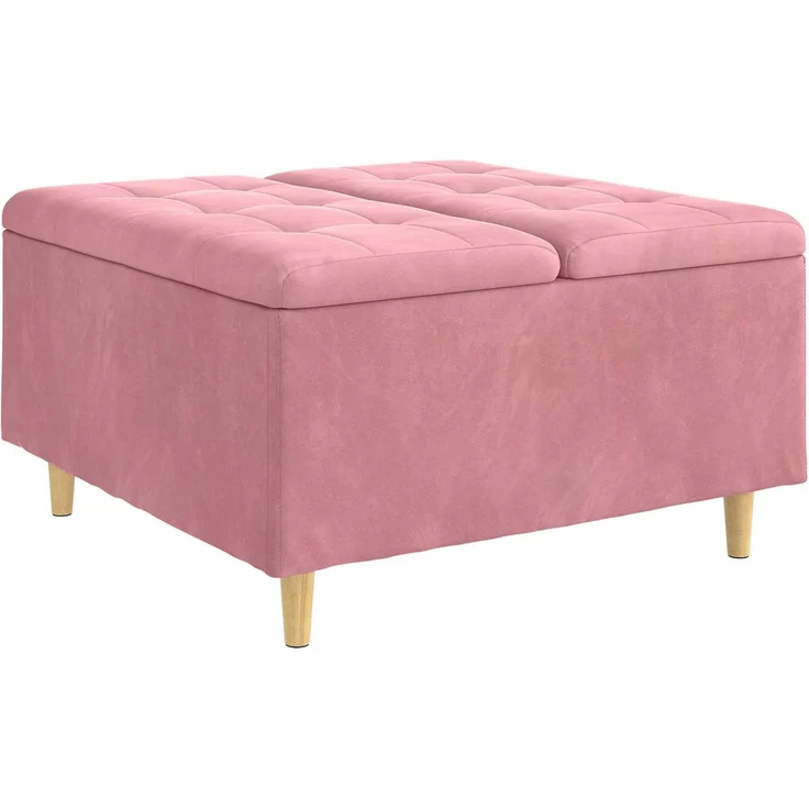 vidaXL Ottoman mit Stauraum Rosa 80 x 80 x 45 cm Samt 876843 – Bild 2
