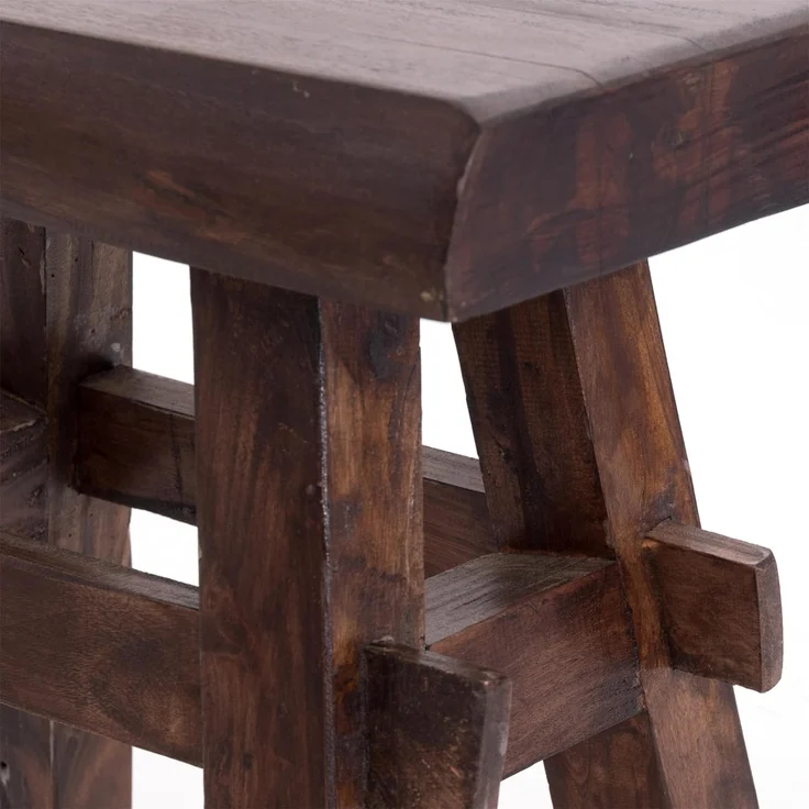 Hocker Vintage 40 Massivholz dunkelbraun – Bild 6