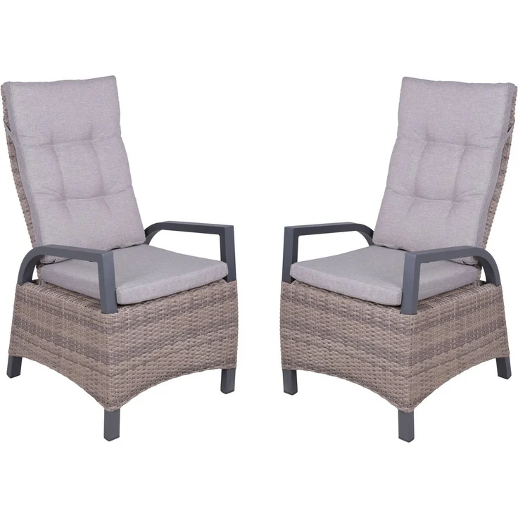 2er Set Hochlehner Amelia Kunststoffgeflecht Relaxsessel Garten Sessel Stuhl Möbel – Bild 1