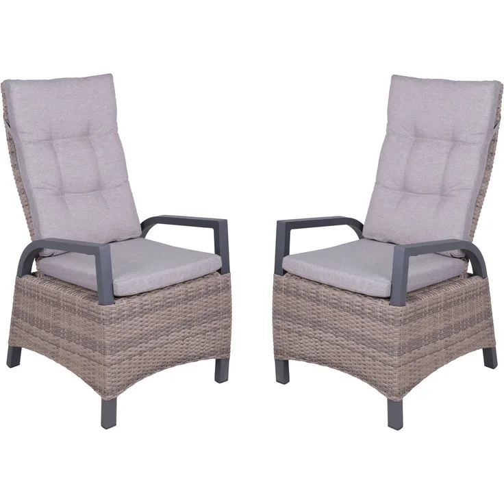 2er Set Hochlehner Amelia Kunststoffgeflecht Relaxsessel Garten Sessel Stuhl Möbel