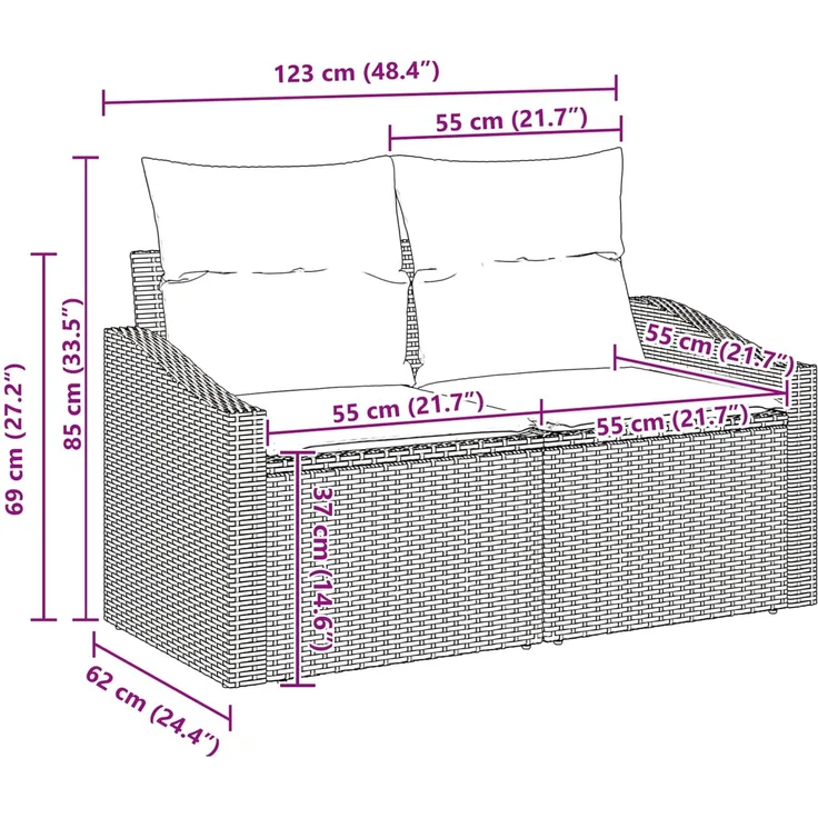 vidaXL Sofa Set 9 stk. Schwarz [Synthetisch]: Poly Rattan 3346886 – Bild 9