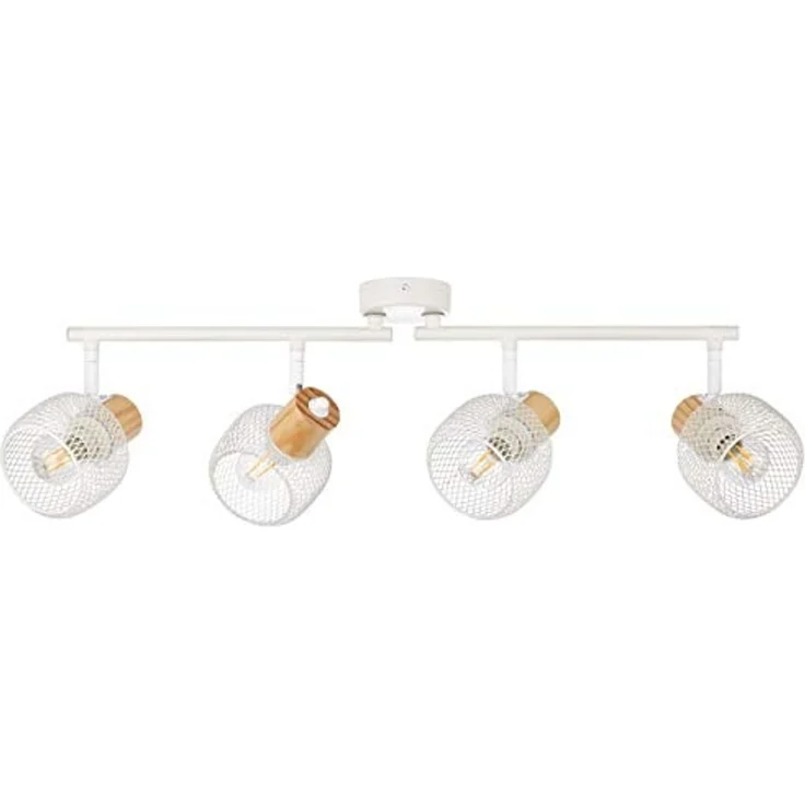Brilliant Deckenstrahler Giada, ohne Leuchtmittel, 74 cm, 4 x E14, Köpfe schwenkbar, Metall/Holz, weiß/natur – Bild 2