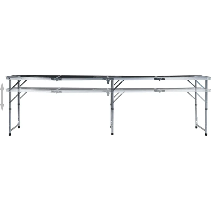 vidaXL Klappbarer Bier-Pong-Tisch, Aluminium schwarz, 60x240 x (54-76) cm – Bild 3