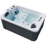 Home Deluxe Outdoor Whirlpool HORIZON, 2 Liegeflächen, Unterwasserbeleuchtung, Ozonendesinfektion, integrierter Wasserfall, korrosionsbeständiger Holzrahmen