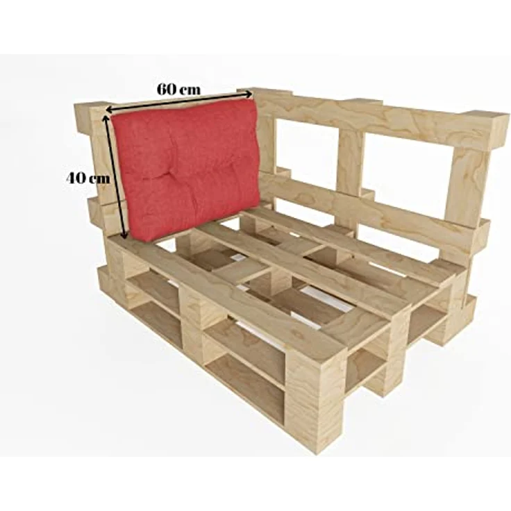 chilly pilley Palettenauflage Schaumflocken palettenkissen Palettenpolster Palettenmöbel Palettensofa Rückenlehne Sitzkissen Seitenkissen Set (7er Set Rot) – Bild 5
