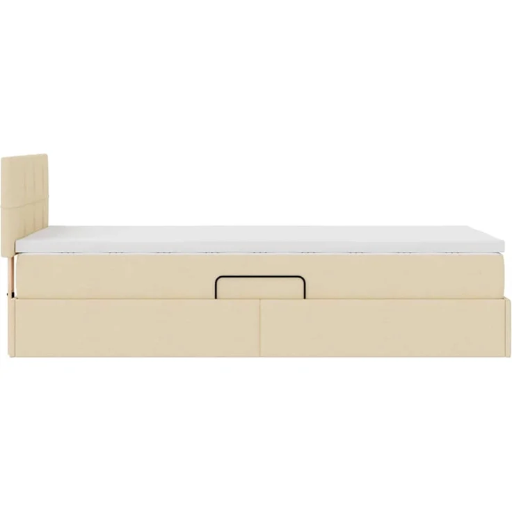 vidaXL LED-Speicherbett mit Matratze Creme 100 x 200 cm Stoff 3371128 – Bild 11