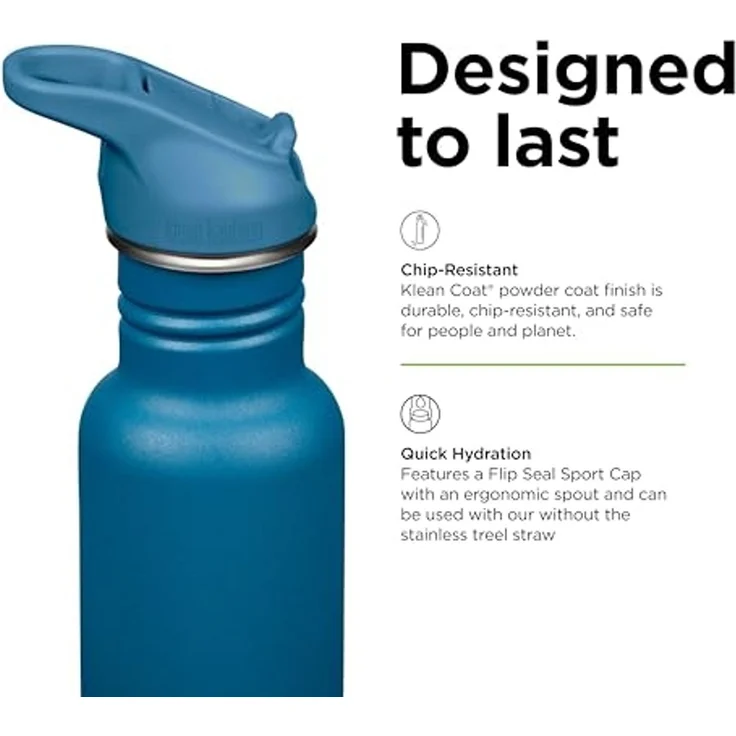 Klean Kanteen Trinkflasche Klean Kanteen Trinkflasche Classic 532ml Flip Cap Corsair Dunkelblau – Bild 4