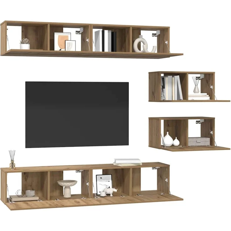 vidaXL TV-Schrankset 6 stk. 80 x 30 x 30 cm Artisan-Eiche 3393161 – Bild 3