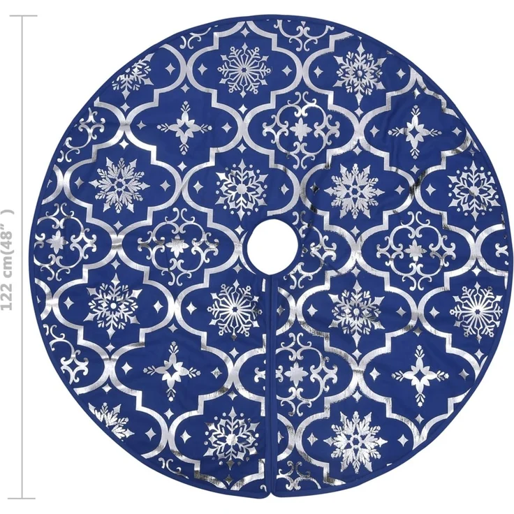 vidaXL Luxus-Weihnachtsbaumdecke mit Socke Blau 122 cm Stoff 330279 – Bild 8