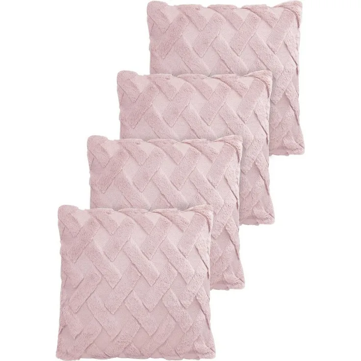 Aspero Dekokissen 4er Set Kissenbezüge Sofia, Plüsch Couchkissen 45 x 45 cm mit Cashmere Feeling