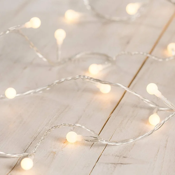 Lights4fun LED-Lichterkette 40er LED Kugel Lichterkette warmweiß – Bild 1