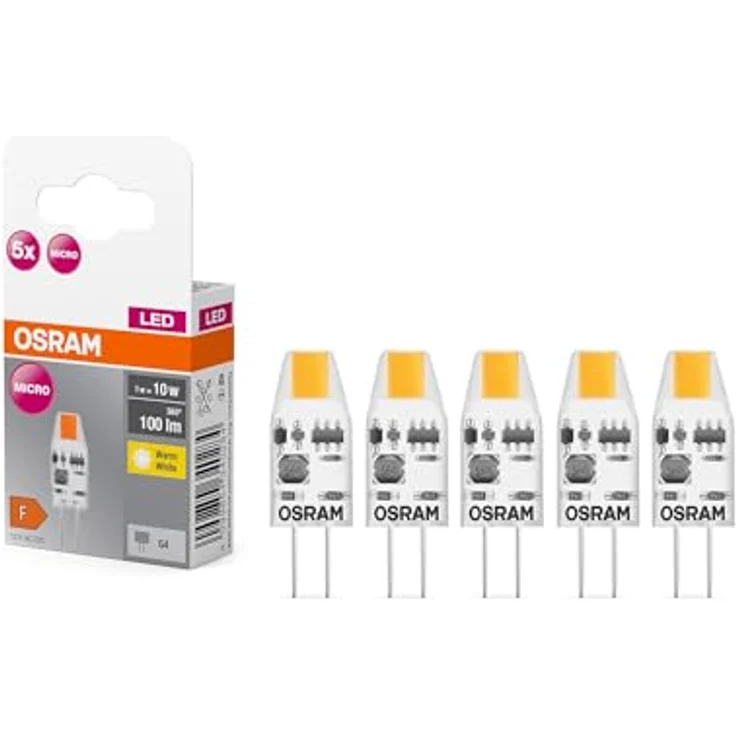 OSRAM LED-Leuchtmittel Stift klar G4 1W 827 Micro, 5er-Pack, energiesparend und langlebig – Bild 1