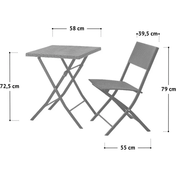 SVITA Polyrattan Bistro-Set Balkonset Klappmöbel Stuhl Tisch Gartenmöbel Schwarz – Bild 3